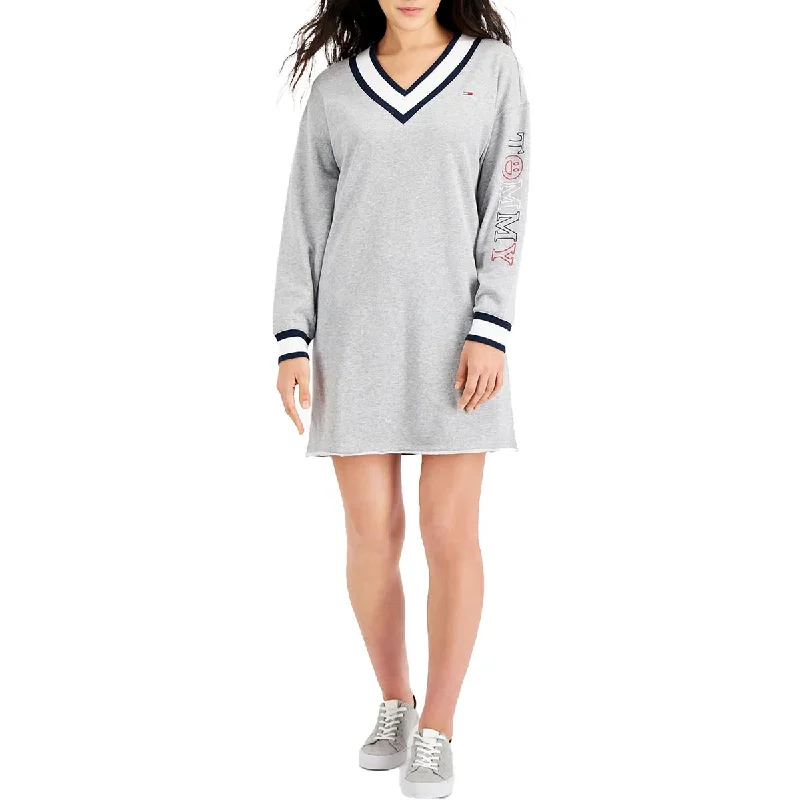 Tommy Jeans Womens Contrast Trim Mini Sweatshirt Dress