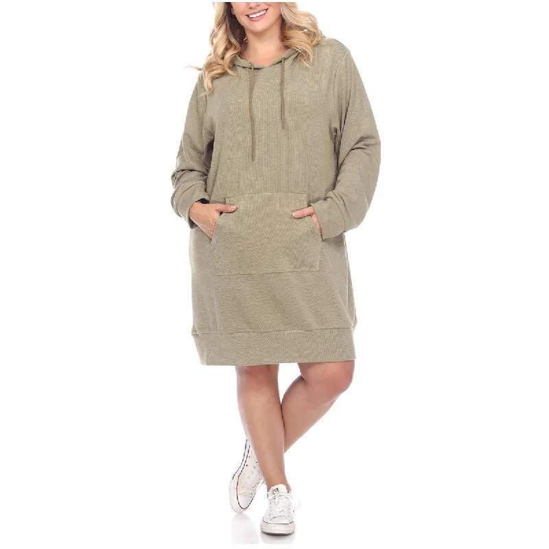 White Mark Womens Plus Cozy Comfy Sweatshirt Dress