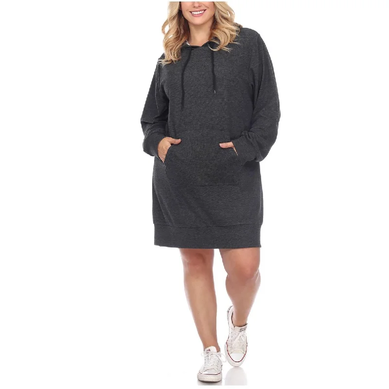 White Mark Womens Plus Hoodie Above Knee Sweatshirt Dress