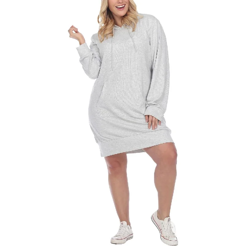 White Mark Womens Plus Hoodie Short Sweatshirt Dress