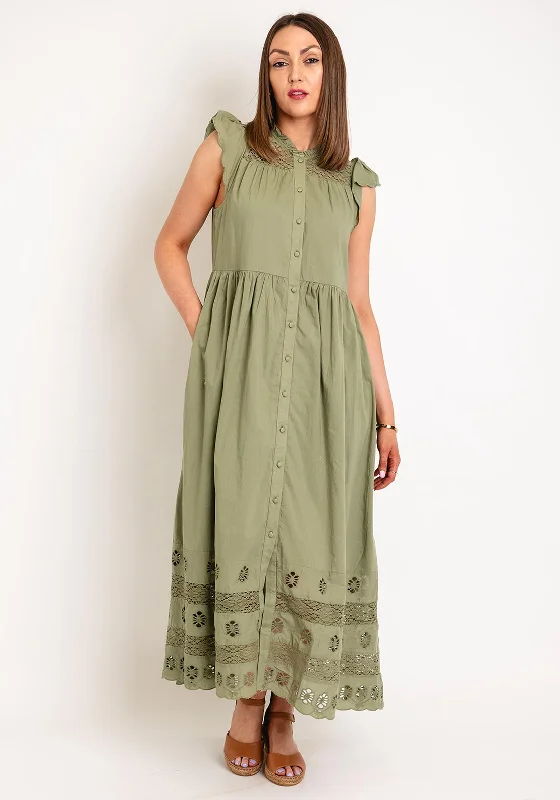 Y.A.S Olivia Long Shirt Dress, Oil Green