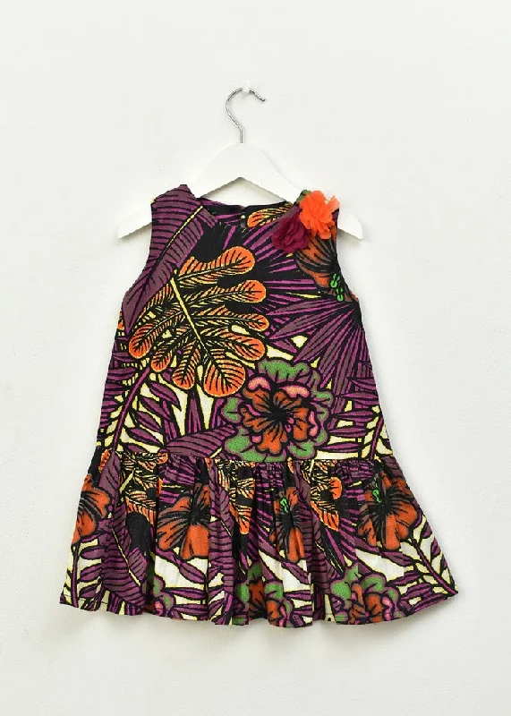 Aimas Kazi African print floral dress with flower trimmings