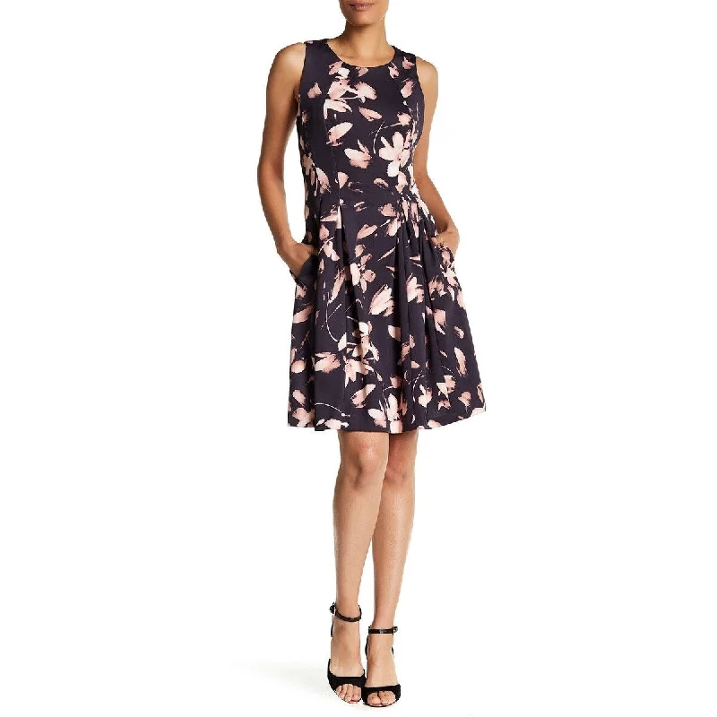 Nine West Women's Sleeveless Floral Dress Black Size 16"