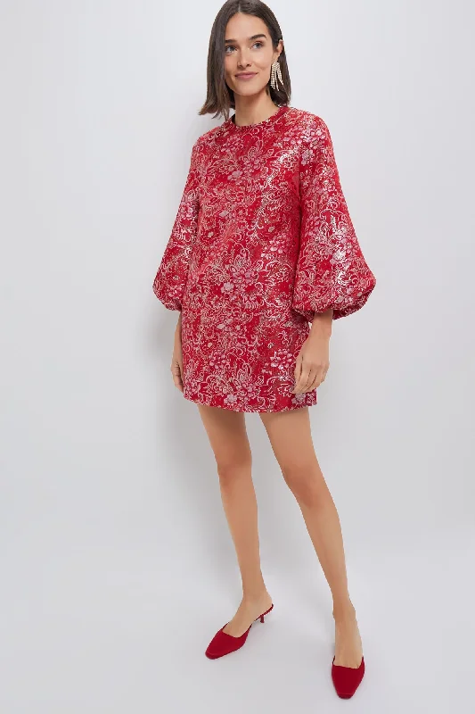 Red & Pink Jacquard Janie Mini Dress