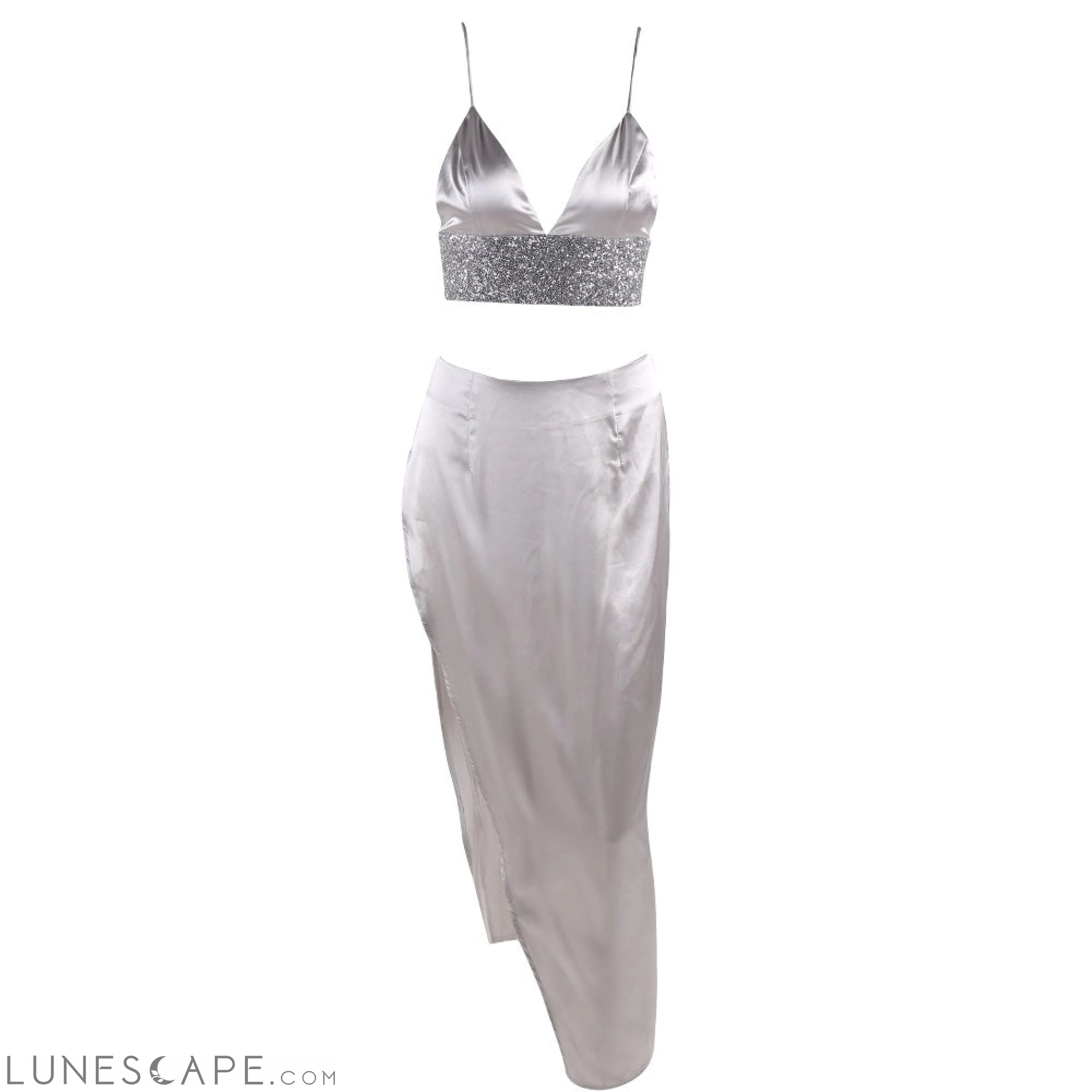 Silver Satin Dress