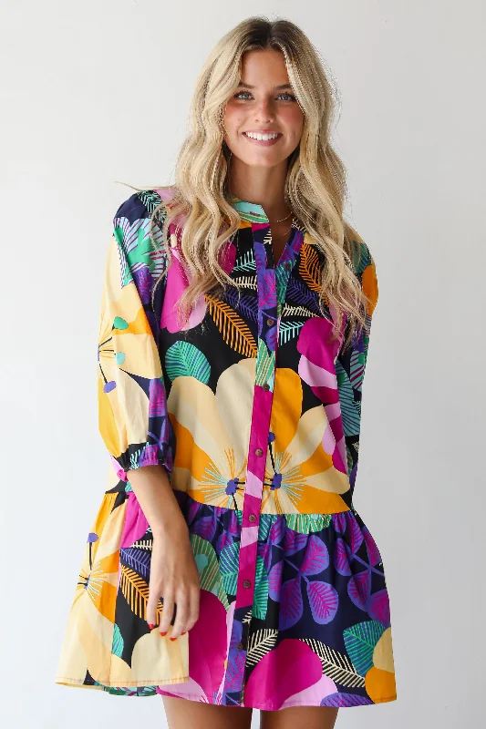 FINAL SALE - Exemplary Charm Multicolored Floral Mini Dress