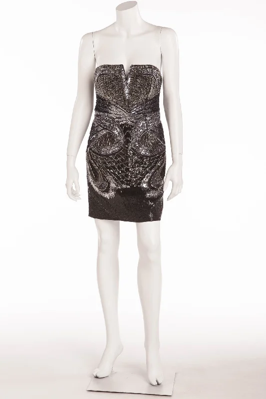 Roberto Cavalli - As Seen on Shakira - Brand New Black & Silver Embellished Mini Dress - IT 42