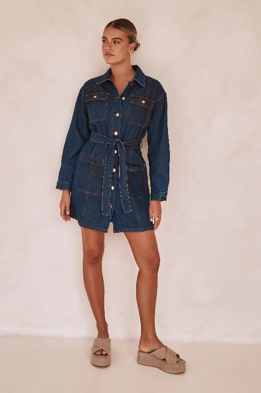 Cohen Denim Mini Dress (Blue)