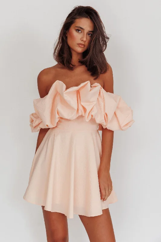 Kailynn Off-Shoulder A-Line Mini Dress Blush